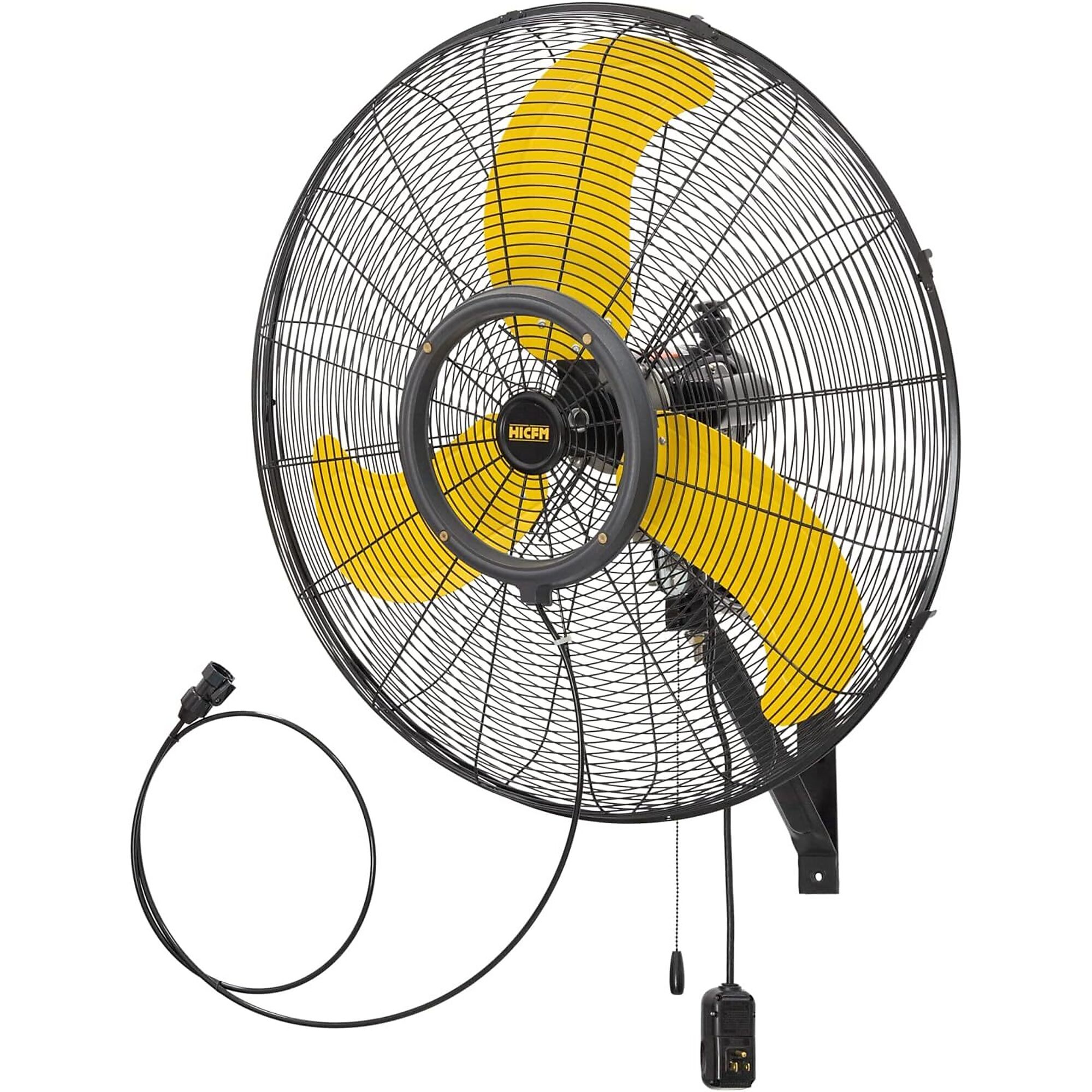 EdenDirect Outdoor Wall Mounted Fan — 30in., 3 Speeds, IP44 Enclosure, Sealed Control Box, GFCI Plug, Yellow, Model# FAN-OW30M